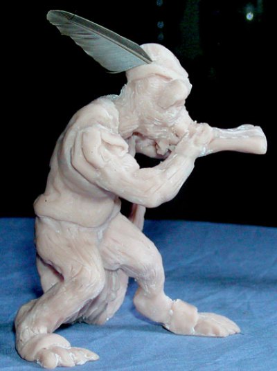 Cat player miniature sculpture