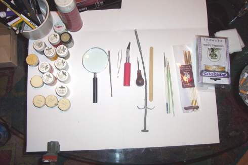 miniature painting workspace