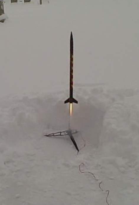 Rocket launch in snow