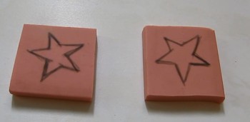 Two rubber stamps with stars