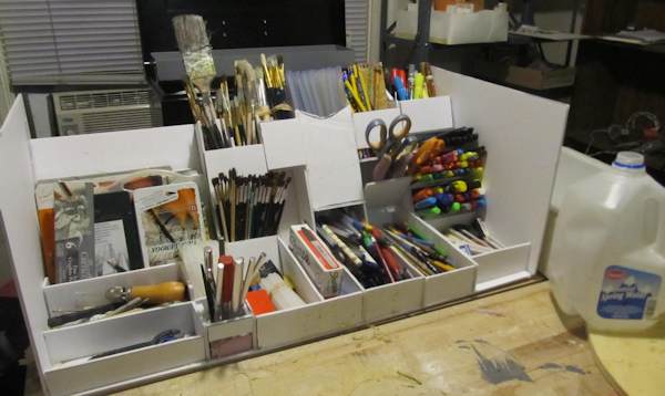 A foam board tool organizer