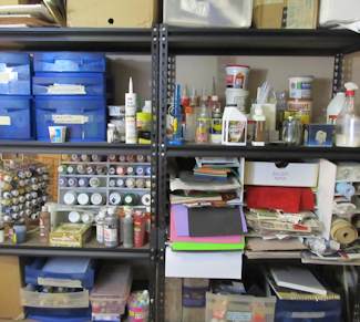 Shelves with products