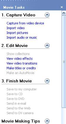 The movie maker help panel