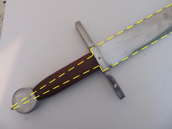 Diagram of a full tang in a sword