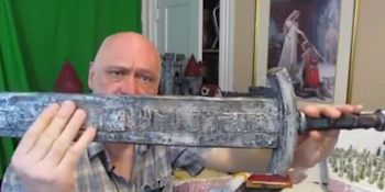 A cardboard sword