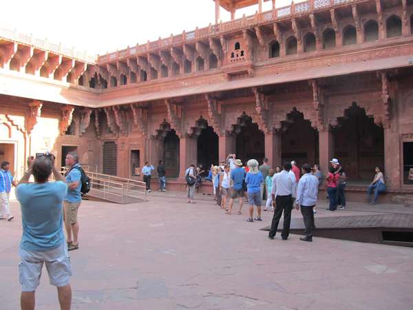 People in courtyard